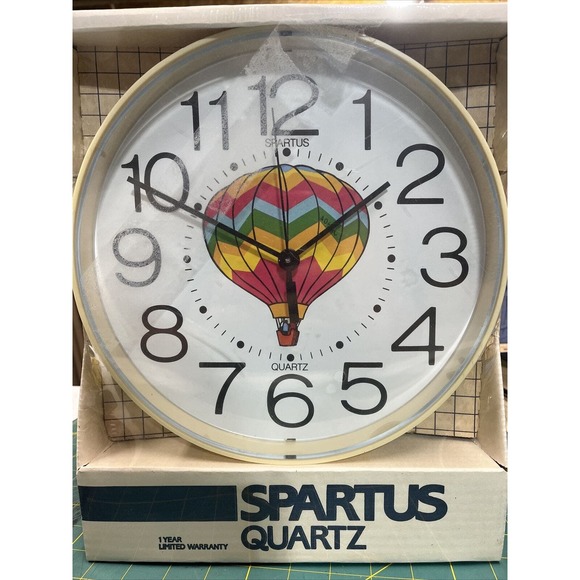 Spartus Hot Air Balloon Quartz Wall Clock 10” Early 90’s Vintage New Sealed NOS - Picture 1 of 7